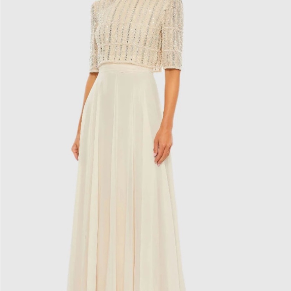 New with Tags - Mac Duggal Beige Chiffon Mother of the Bride/Groom Wedding Gown